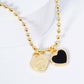 Gold Dipped Double Heart Pendant Bubble Chain Necklace - Necklaces