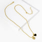Gold Dipped Double Heart Pendant Bubble Chain Necklace - Necklaces