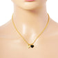 Gold Dipped Double Heart Pendant Bubble Chain Necklace - Necklaces