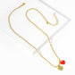 Gold Dipped Double Heart Pendant Bubble Chain Necklace - Necklaces