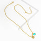 Gold Dipped Double Heart Pendant Bubble Chain Necklace - Necklaces