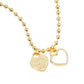 Gold Dipped Double Heart Pendant Bubble Chain Necklace - Gold White - Necklaces