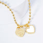 Gold Dipped Double Heart Pendant Bubble Chain Necklace - Necklaces