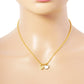 Gold Dipped Double Heart Pendant Bubble Chain Necklace - Necklaces