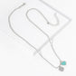 Gold Dipped Double Heart Pendant Bubble Chain Necklace - Necklaces