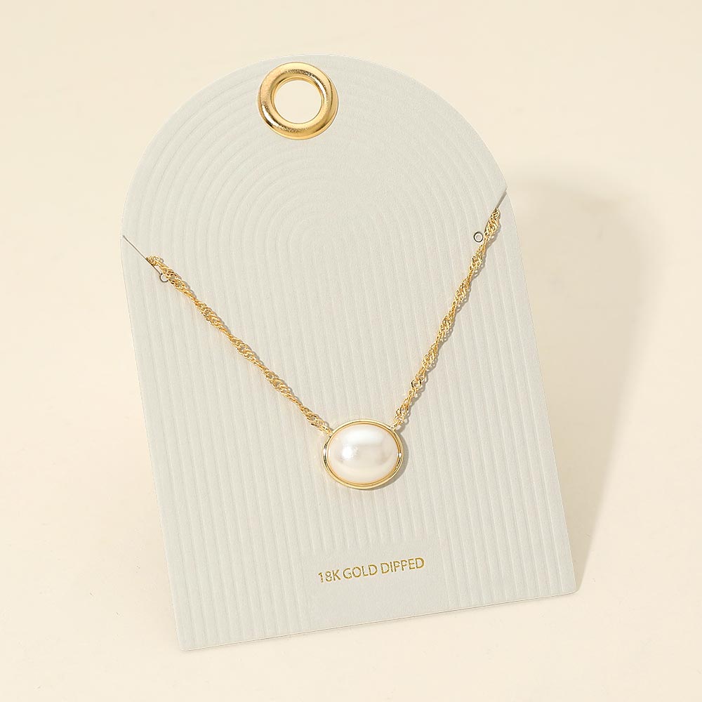 Madeline Love Cream, Gold 18K Gold Dipped Oval Pearl Pendant - Hair Accessories