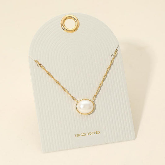 Madeline Love Cream, Gold 18K Gold Dipped Oval Pearl Pendant - Hair Accessories