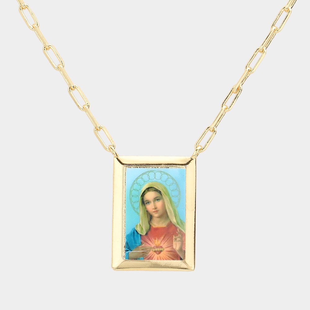 Madeline Love Gold Gold Dipped Brass Metal Virgin Mary Pendant Necklace - Necklaces