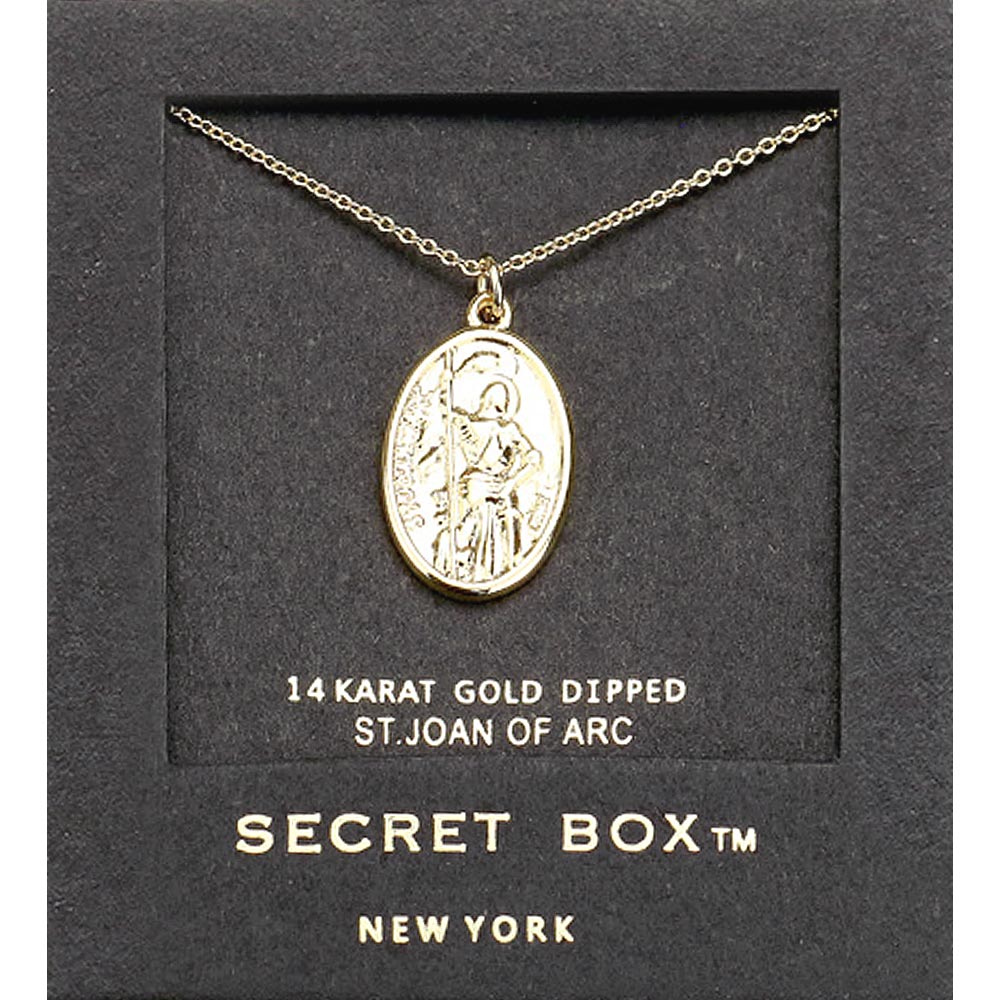Madeline Love Gold SECRET BOX_14k Gold Dipped St. Joan Of Arc Pendant Necklace - Necklaces