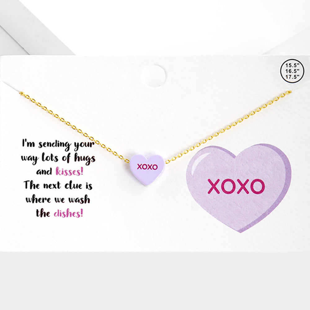 Madeline Love Lavender XOXO Message Heart Pendant Necklace - Necklaces