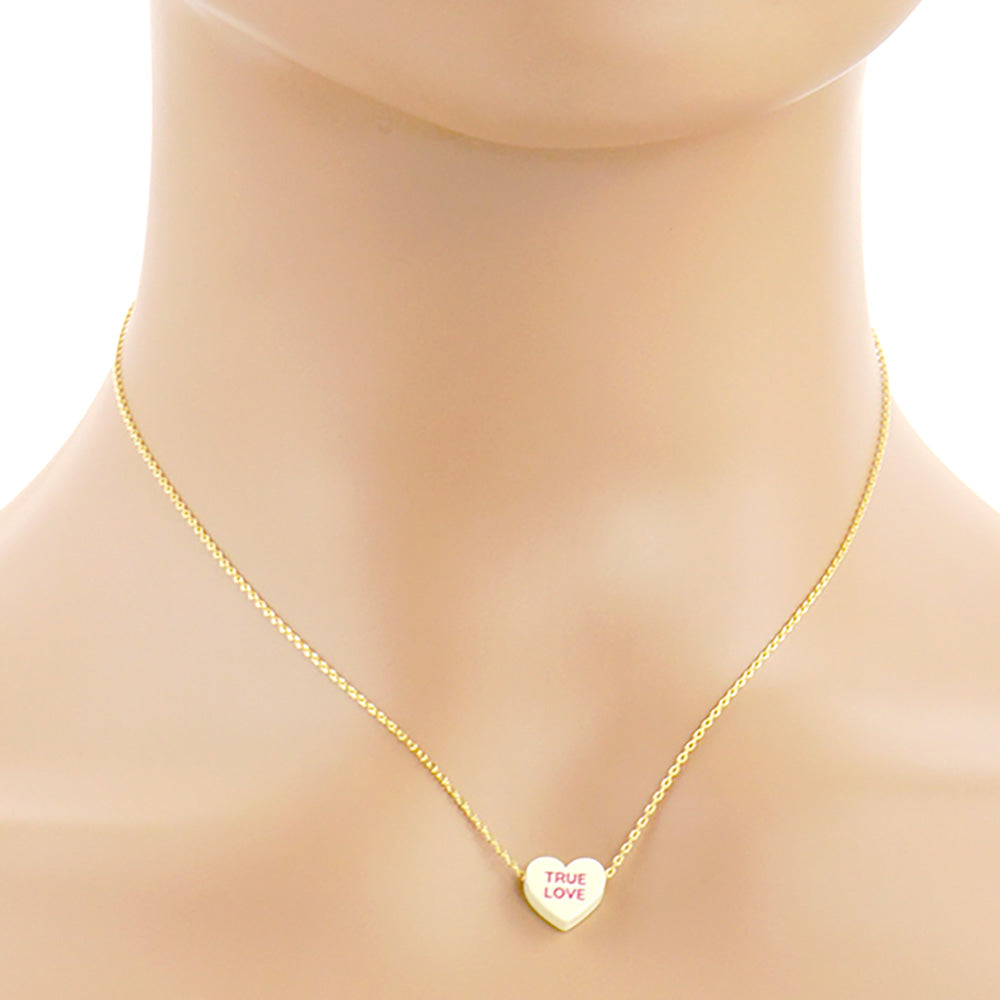 Ture Love Message Heart Pendant Necklace - Yellow - Necklaces