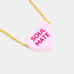 Soul Mate Message Heart Pendant Necklace - Pink - Necklaces