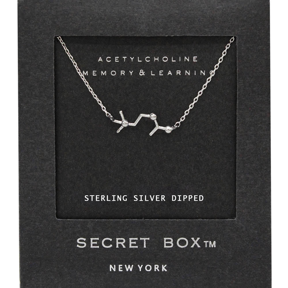 Madeline Love Silver SECRET BOX_Sterling Silver Dipped Acetylcholine Hormone Molecule Necklace - Necklaces