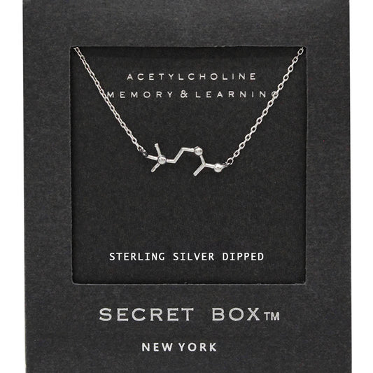 Madeline Love Silver SECRET BOX_Sterling Silver Dipped Acetylcholine Hormone Molecule Necklace - Necklaces