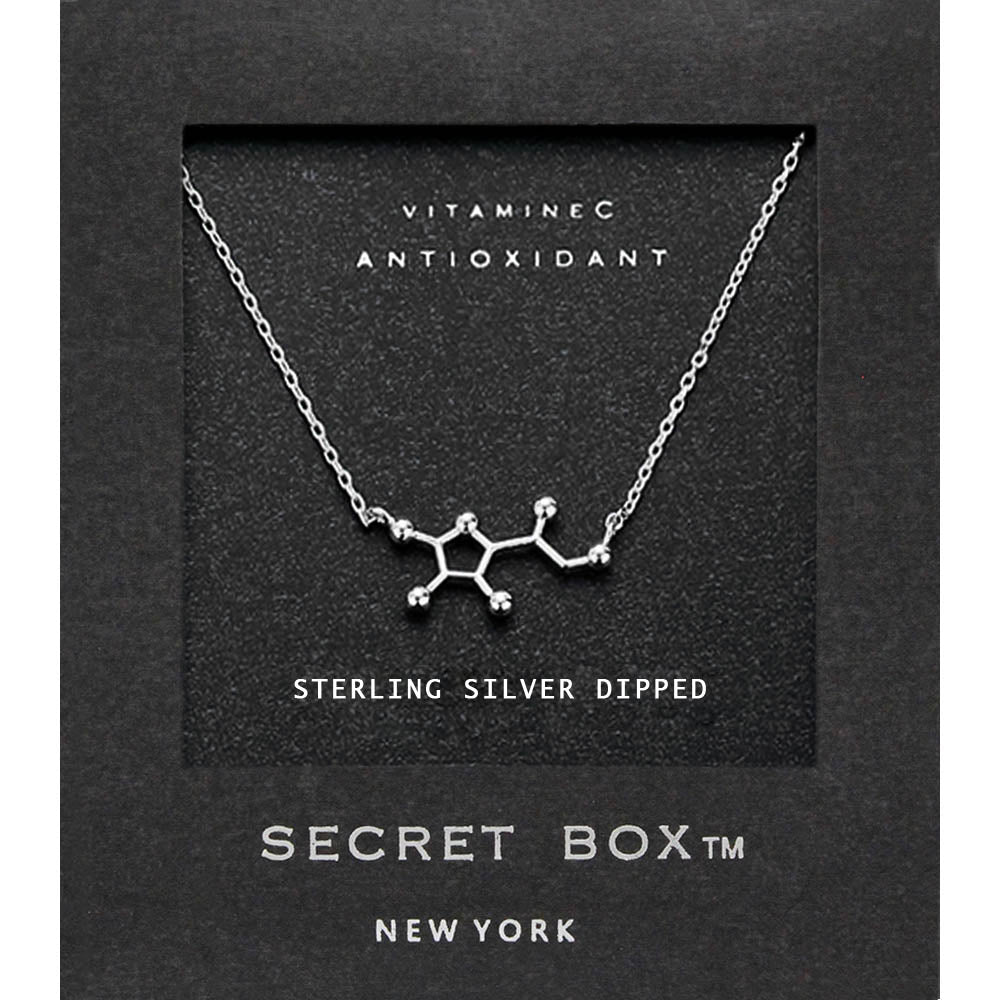 Madeline Love Silver SECRET BOX_Sterling Silver Dipped Vitamin Hormone Molecule Necklace - Necklaces