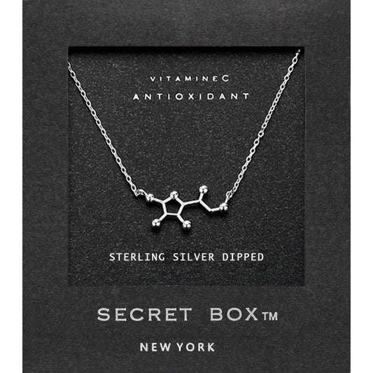 Madeline Love Silver SECRET BOX_Sterling Silver Dipped Vitamin Hormone Molecule Necklace - Necklaces