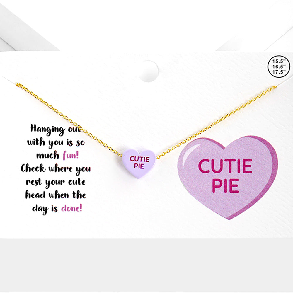 Madeline Love Lavender Cutie Pie Message Heart Pendant Necklace - Necklaces