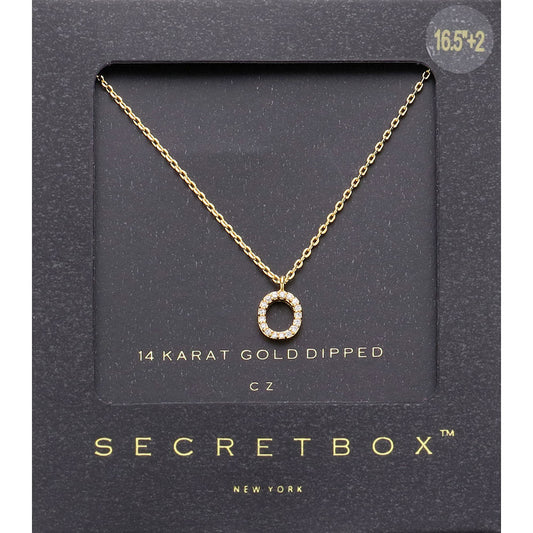 Madeline Love ~O~, Gold -O- Secret Box _ 14K Gold Dipped CZ Initial Monogram Pendant Necklace - Jewelry