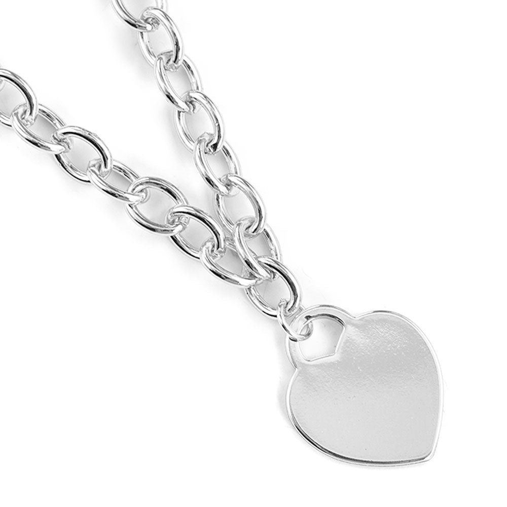 White Gold Dipped Brass Metal Heart Lock Pendant Necklace