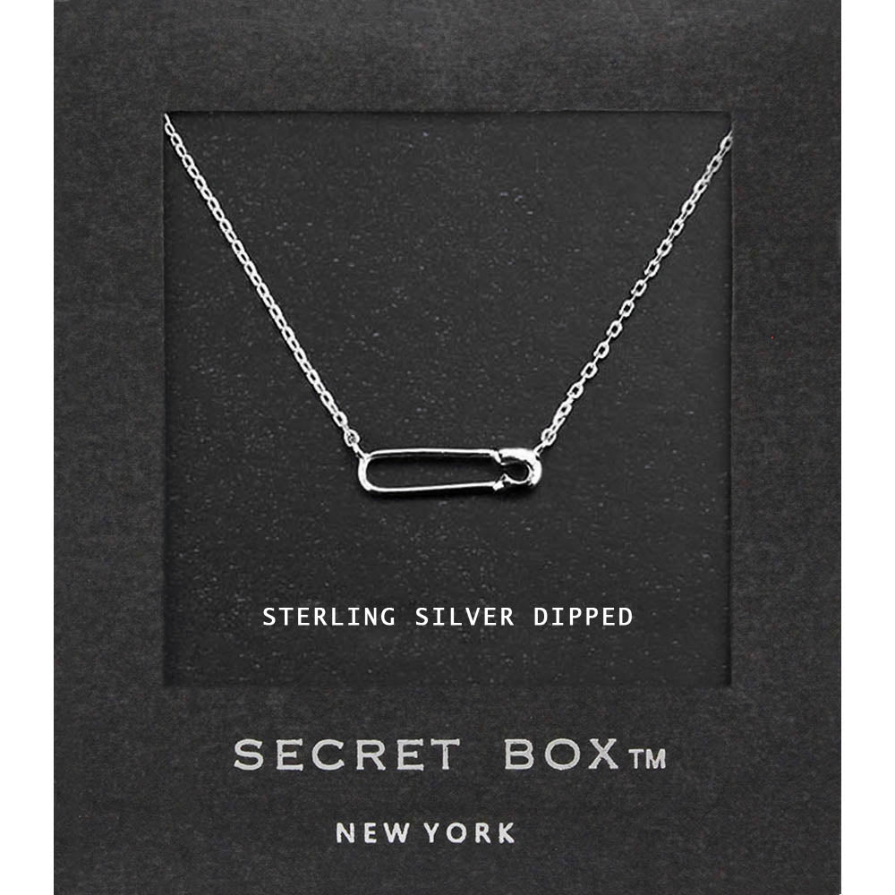 Madeline Love Silver SECRET BOX_Sterling Silver Dipped Safety Pin Pendant Necklace - Necklaces