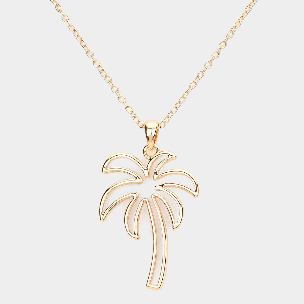 Madeline Love Gold Metal Cutout Palm Tree Pendant Necklace - Jewelry