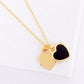 Enamel Metal Double Heart Pendant Necklace - Black Gold - Necklaces