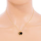 Enamel Metal Double Heart Pendant Necklace - Necklaces