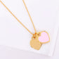Enamel Metal Double Heart Pendant Necklace - Gold Pink - Necklaces