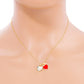 Enamel Metal Double Heart Pendant Necklace - Necklaces