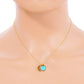 Enamel Metal Double Heart Pendant Necklace - Necklaces