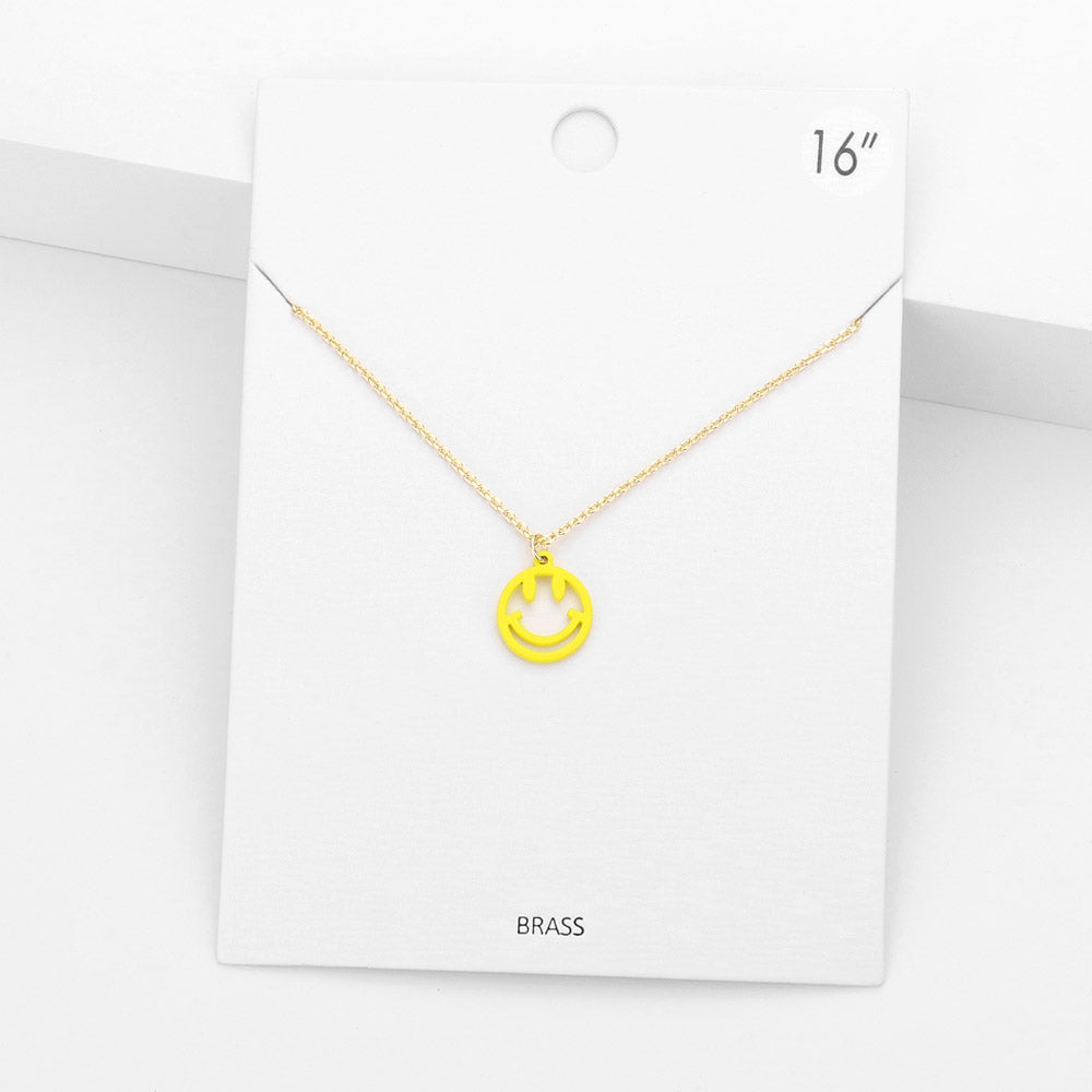 Madeline Love Yellow Brass Metal Smile Pendant Necklace - Necklaces