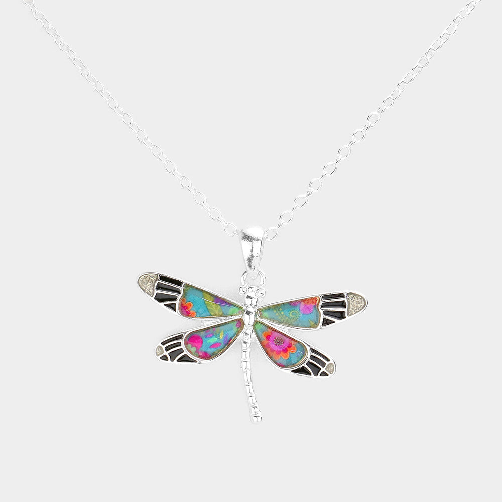 Madeline Love Multi Patterned Dragonfly Pendant Necklace - Necklaces
