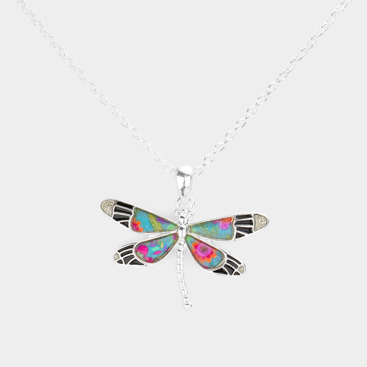 Madeline Love Multi Patterned Dragonfly Pendant Necklace - Necklaces
