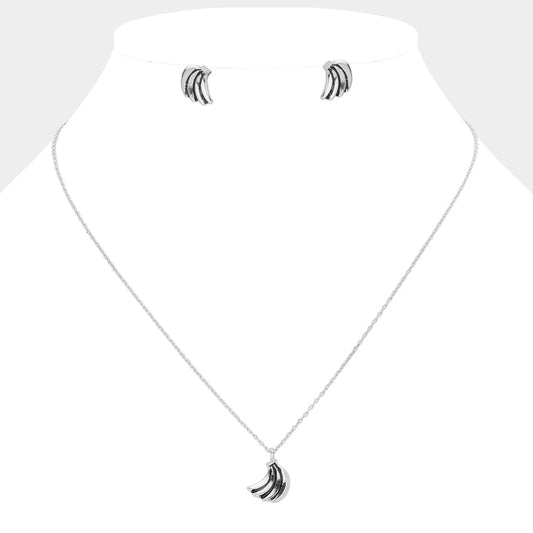 Madeline Love Rhodium Vintage Banana Metal Pendant Necklace - Necklaces