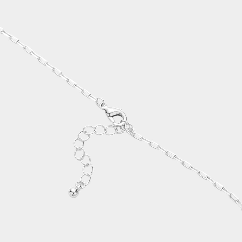 Stone Paved Heart Pendant Necklace - Necklaces