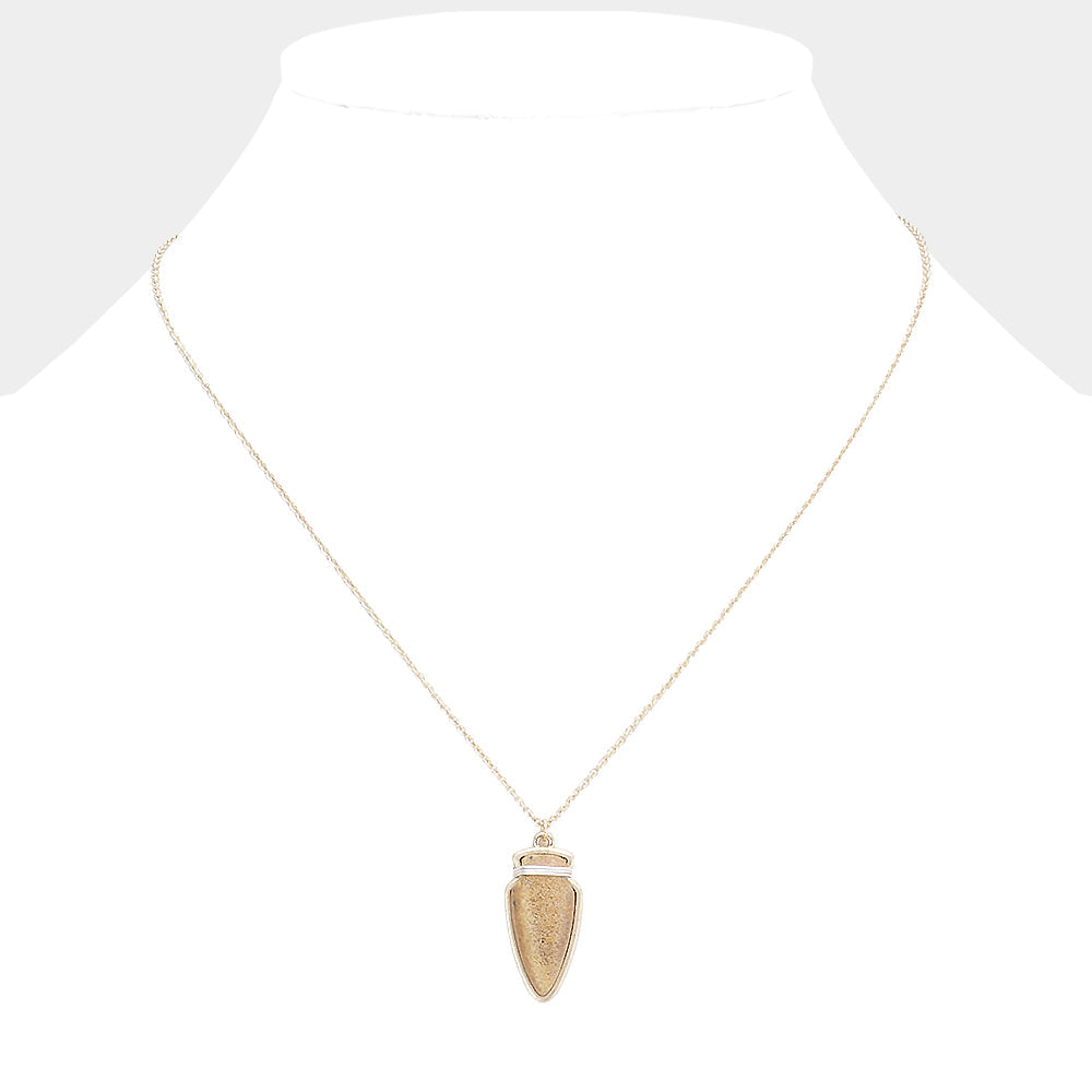 Madeline Love Neutral Semi Precious Stone Arrow Pendant Necklace - Necklaces