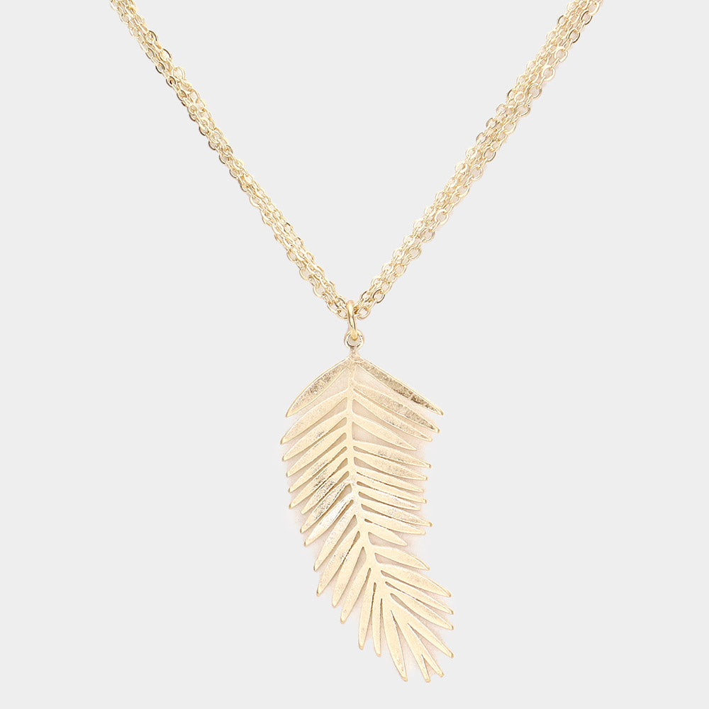 Madeline Love Worn Gold Metal Leaf Pendant Necklace - Necklaces