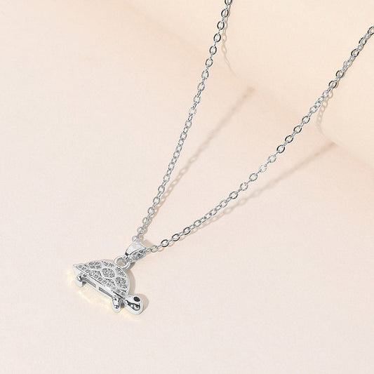 Madeline Love Silver Stainless Steel Stone Paved Sea Turtle Pendant Necklace - Jewelry