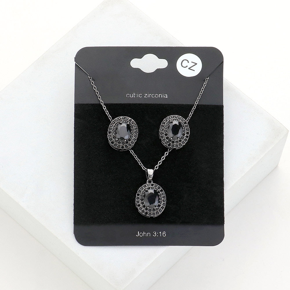 Madeline Love Jet Black CZ Round Stone Accented Pendant Necklace - Jewelry