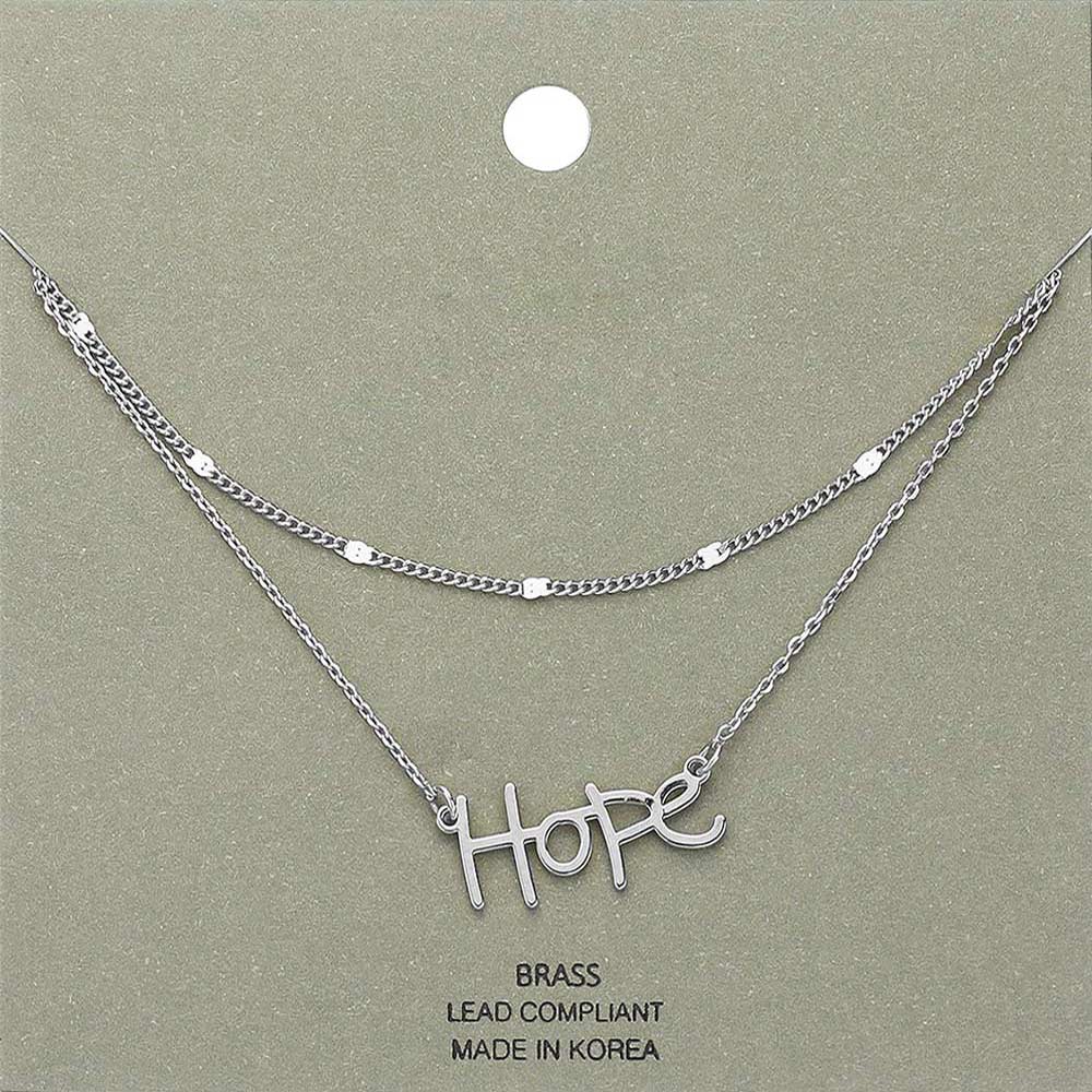 Madeline Love Rhodium Brass Metal Hope Pendant Layered Necklace - Necklaces