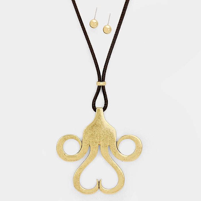 Madeline Love Gold Burnished Cord Mustache Burnished Metal Pendant Necklace - Jewelry