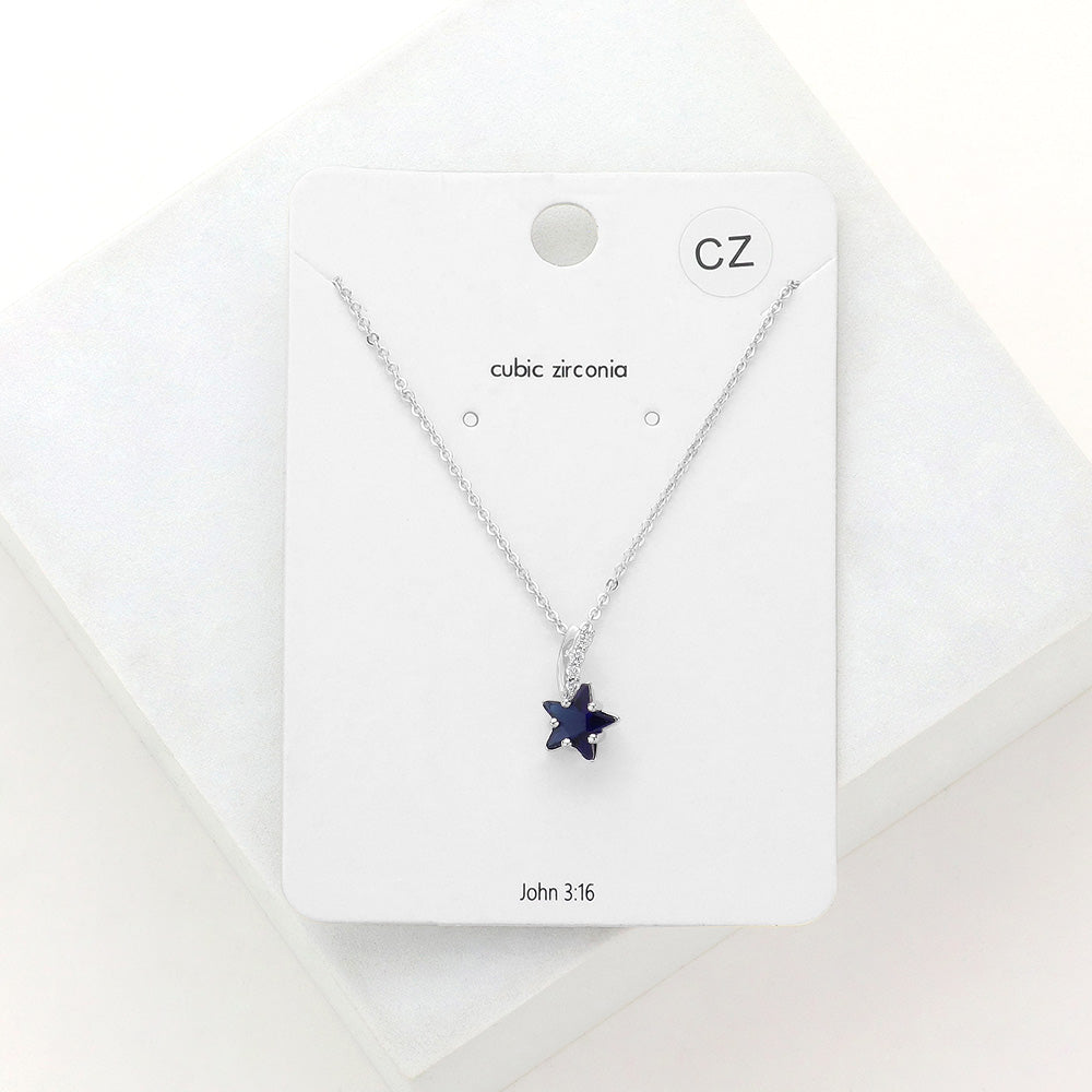 Madeline Love Sapphire CZ Star Pendant Necklace - Jewelry