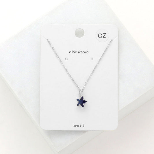 Madeline Love Sapphire CZ Star Pendant Necklace - Jewelry