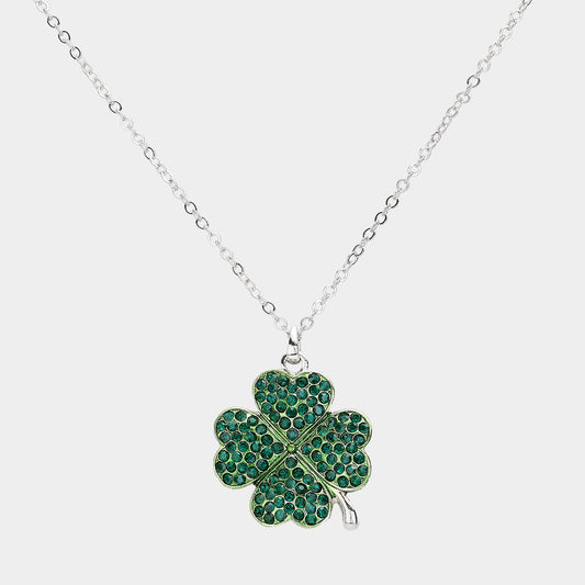 Madeline Love Emerald Crystal Paved Clover Pendant Necklace - Jewelry