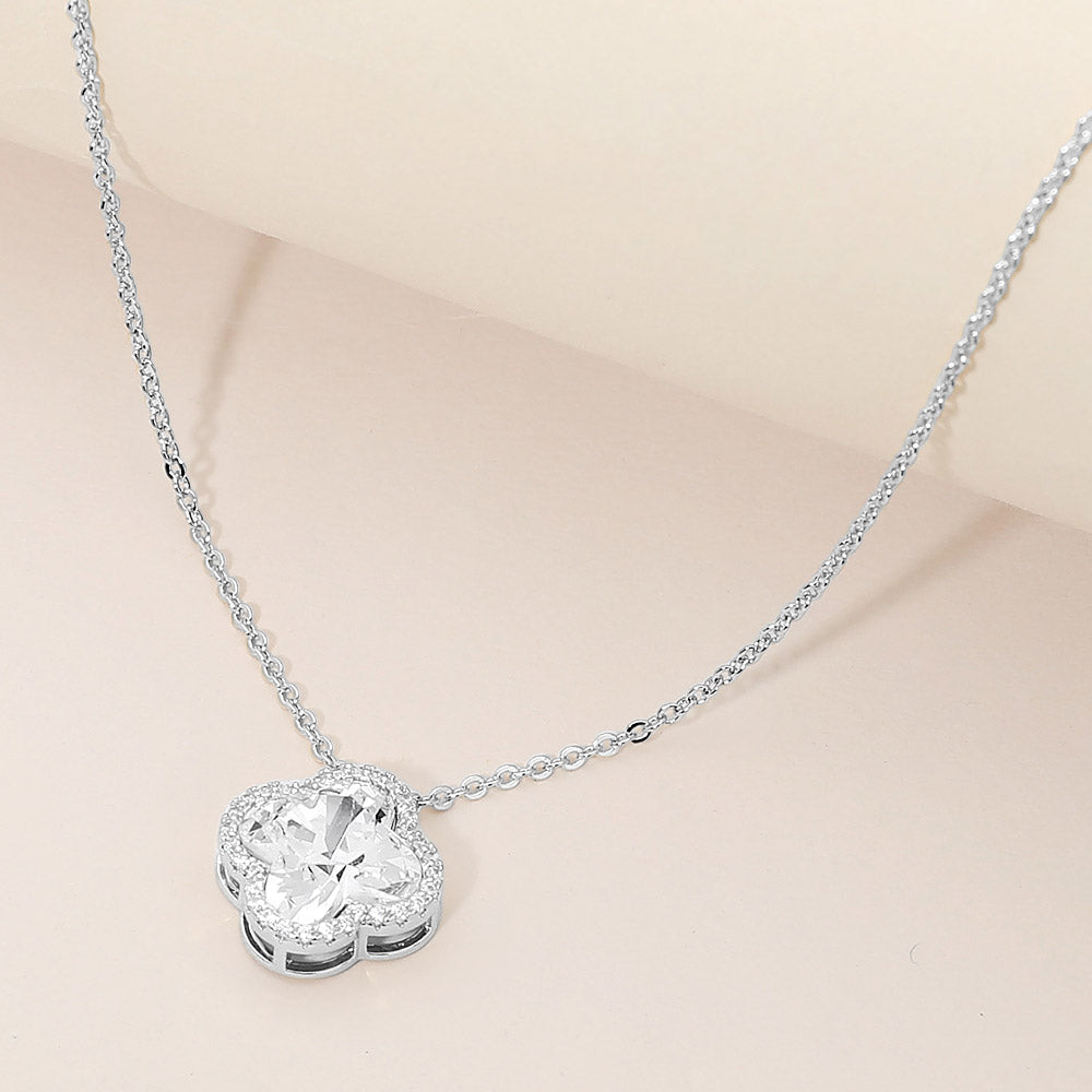 Madeline Love Silver CZ Quatrefoil Pendant Necklace