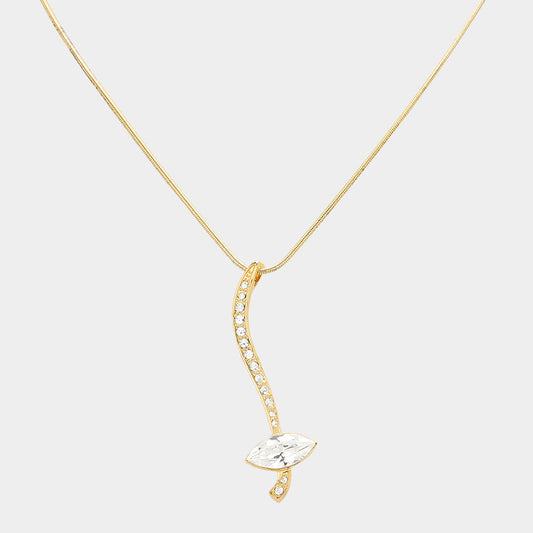 Madeline Love Gold Marquise Crystal Pointed Abstract Bar Pendant Necklace - Jewelry