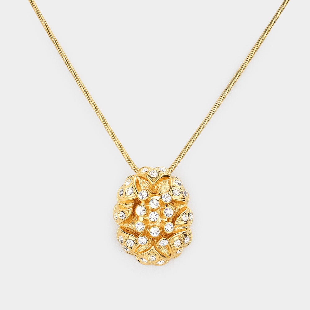 Madeline Love Gold Crystal embellished oval pendant necklace - Necklaces