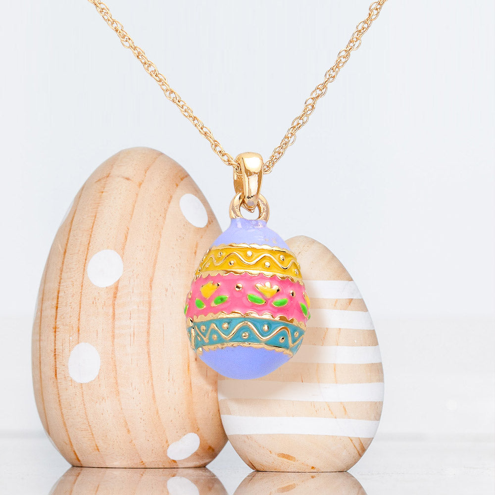 Madeline Love Gold, Multi Enamel Easter Egg Pendant Necklace - Hair Accessories
