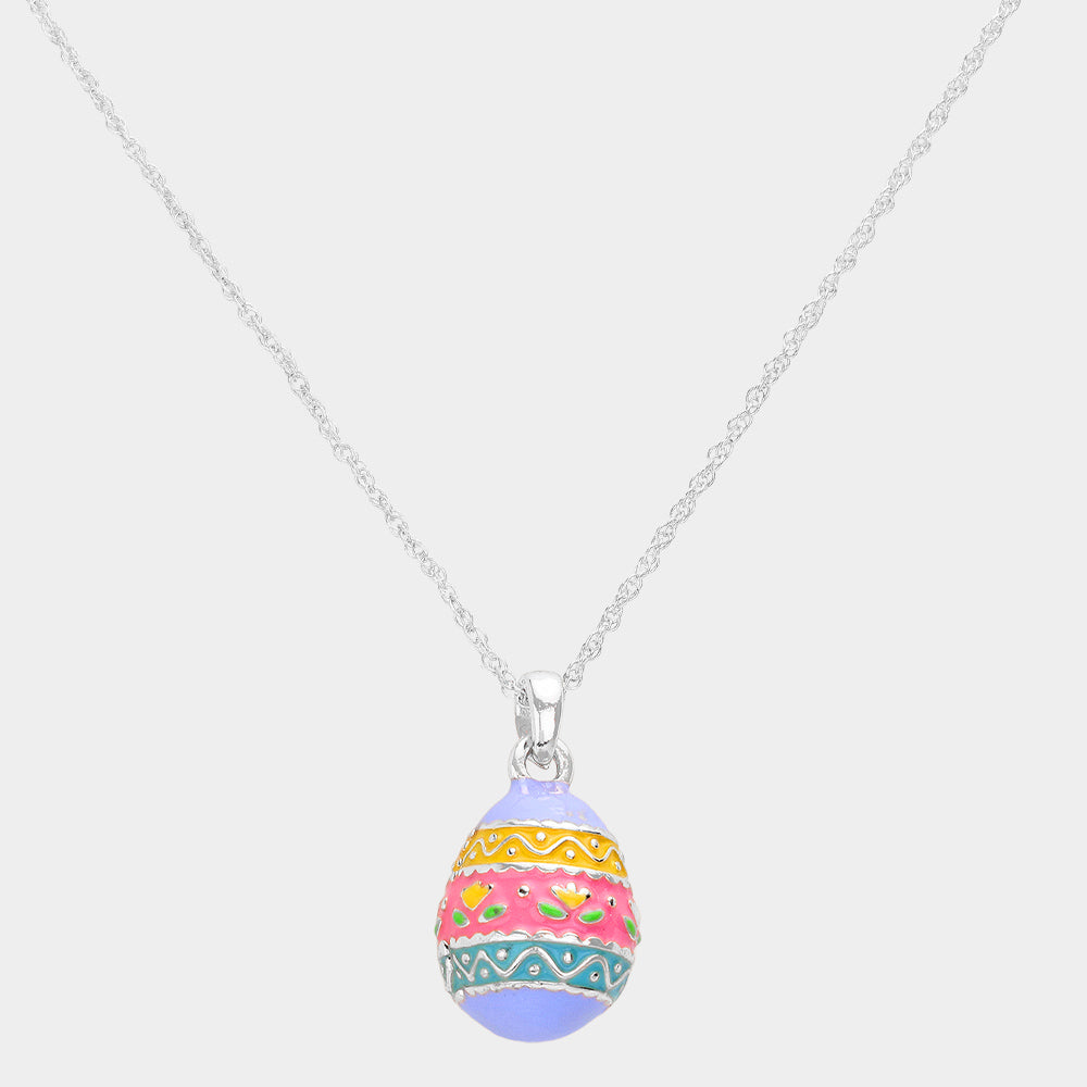 Madeline Love Multi, Silver Enamel Easter Egg Pendant Necklace - Hair Accessories - extra