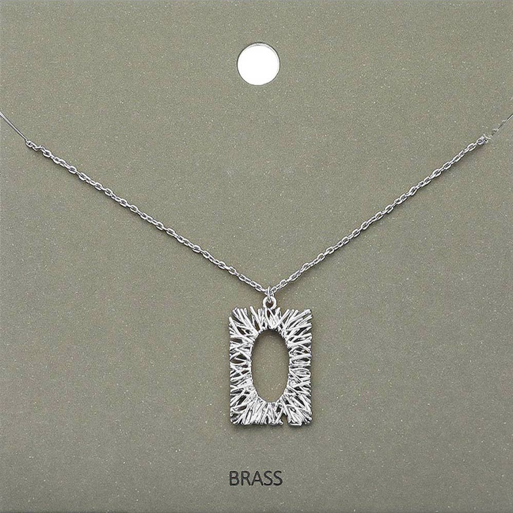 Madeline Love Rhodium Brass Metal Rectangle Pendant Necklace - Necklaces